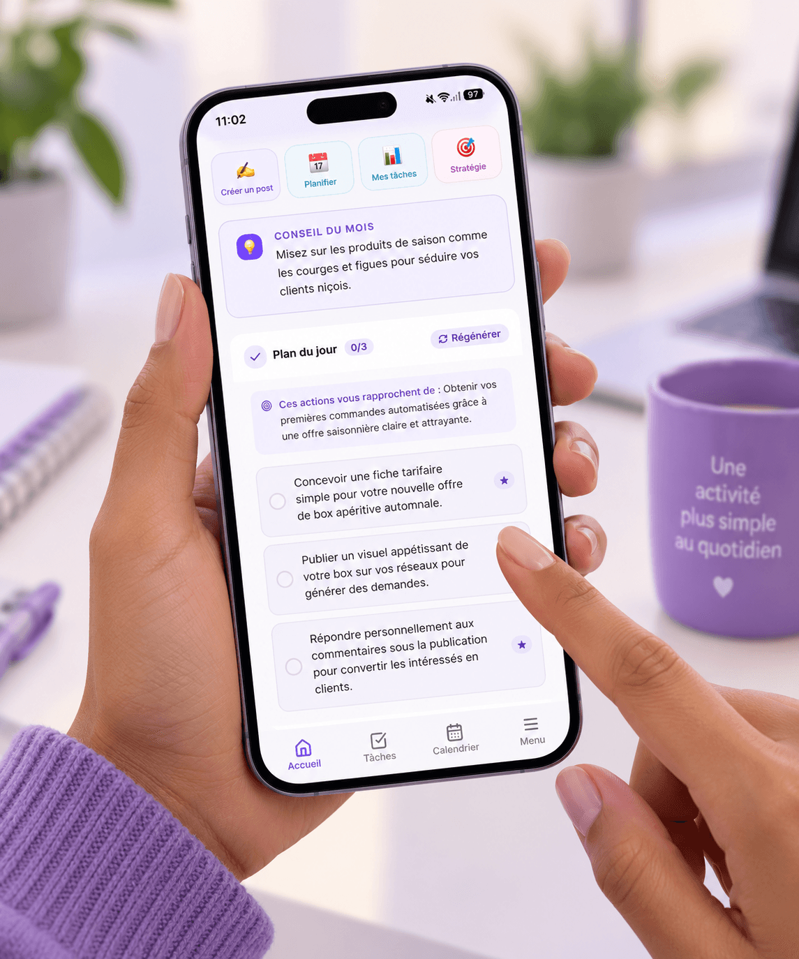 Application de productivité sur smartphone