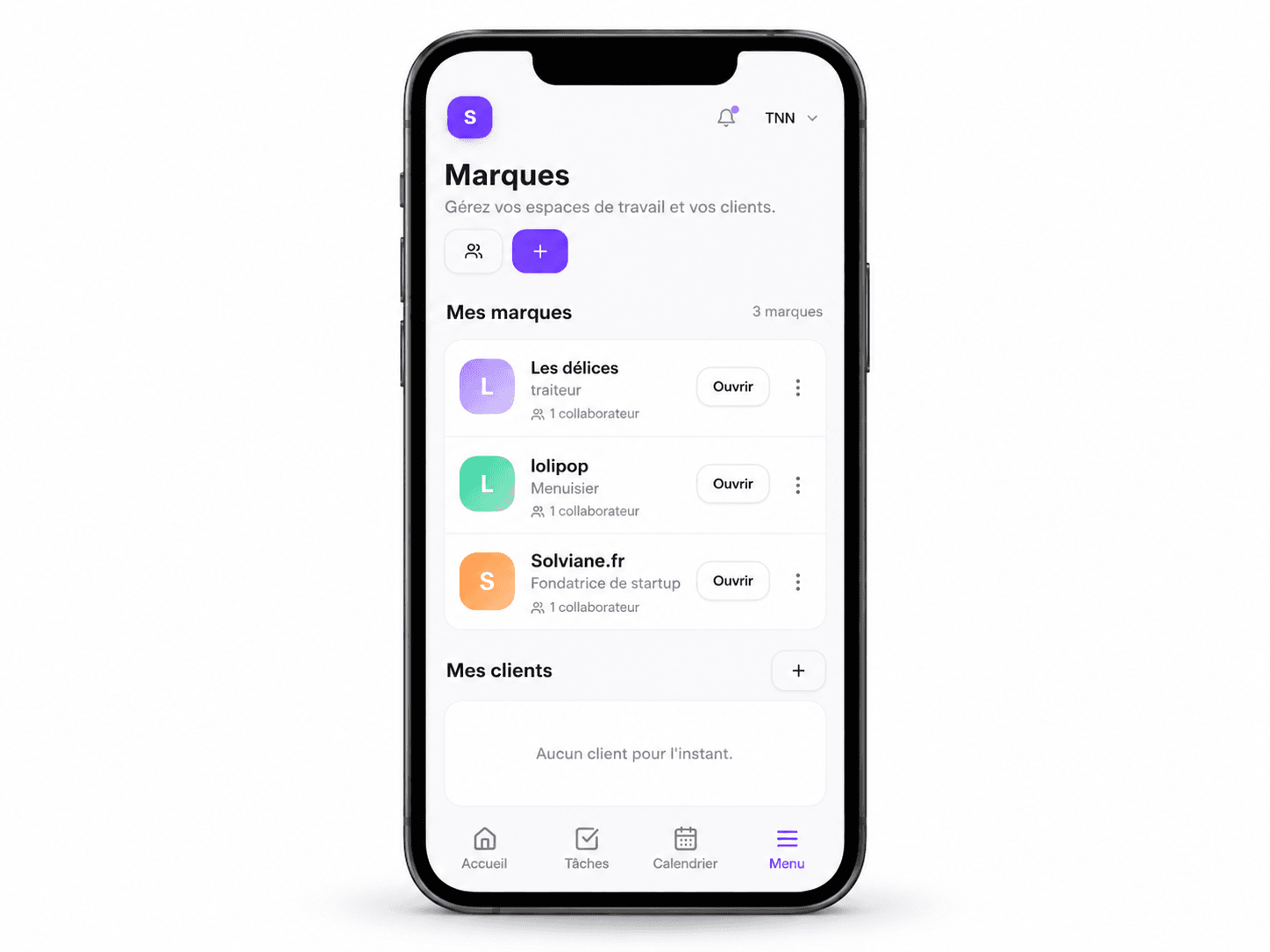 Maquettes d’application française sur smartphone